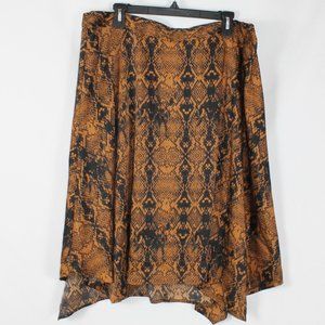 NWT APT. 9 Skirt Size XXL Bronze & Black Snake Print Asymetrical A-Line Skirt LW